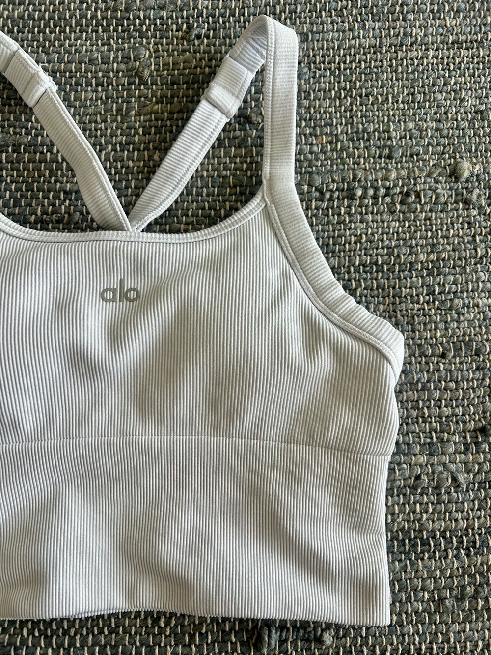 Alo Yoga Seamless Ribbed Favorite Bra Tank White - Picture 10 of 12